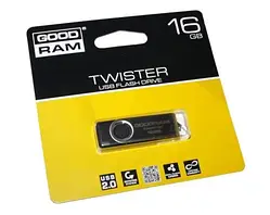 Флеш накопичувач USB 16Gb Goodram UTS2, Black/Silver, USB 2.0, до 20/5 МБ/с (UTS2-0160K0R11)