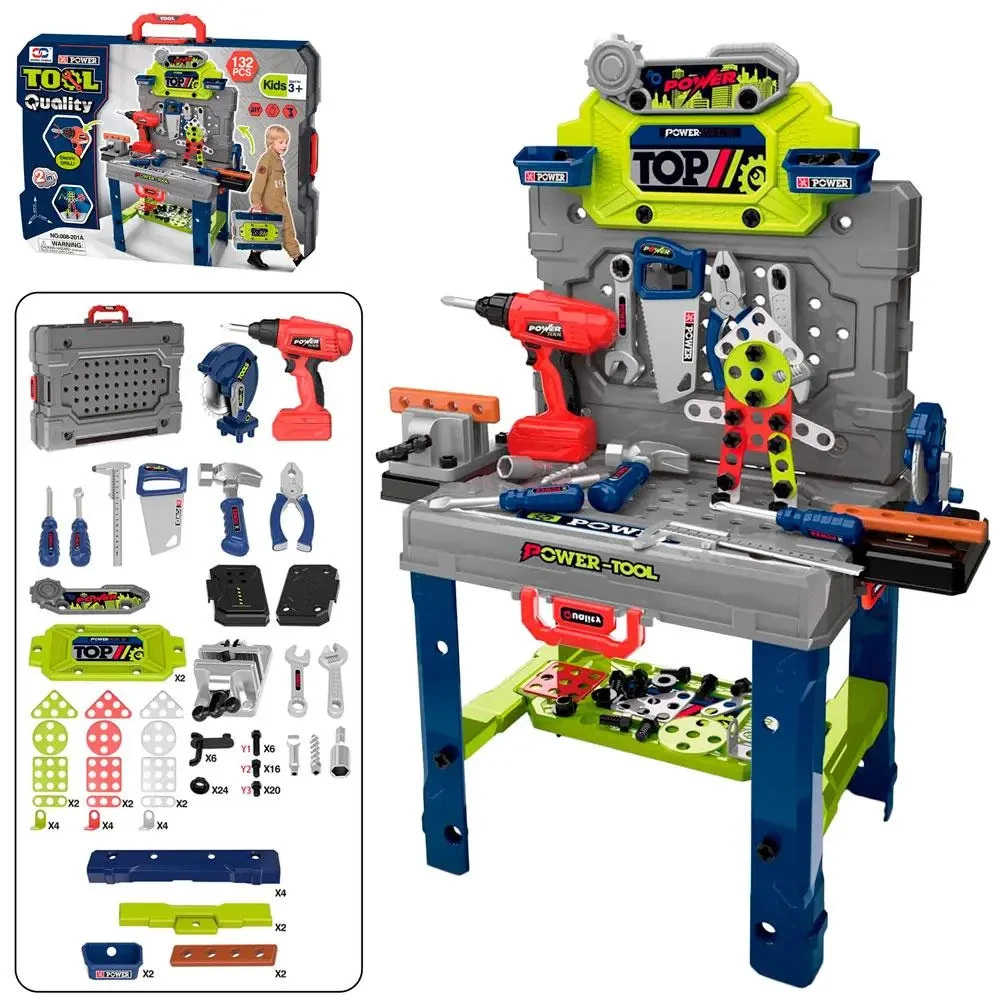 Стіл майстерня дитячий 008-201A з набором інструментів та функцією чемодана