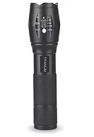 Ліхтар ручний Titanum T05, Black, 300 Лм, світлодіод T6, до 200 м, акумулятор 18650 Li-ion 1200 mAh або 3xAAA, алюмінієвий сплав,
