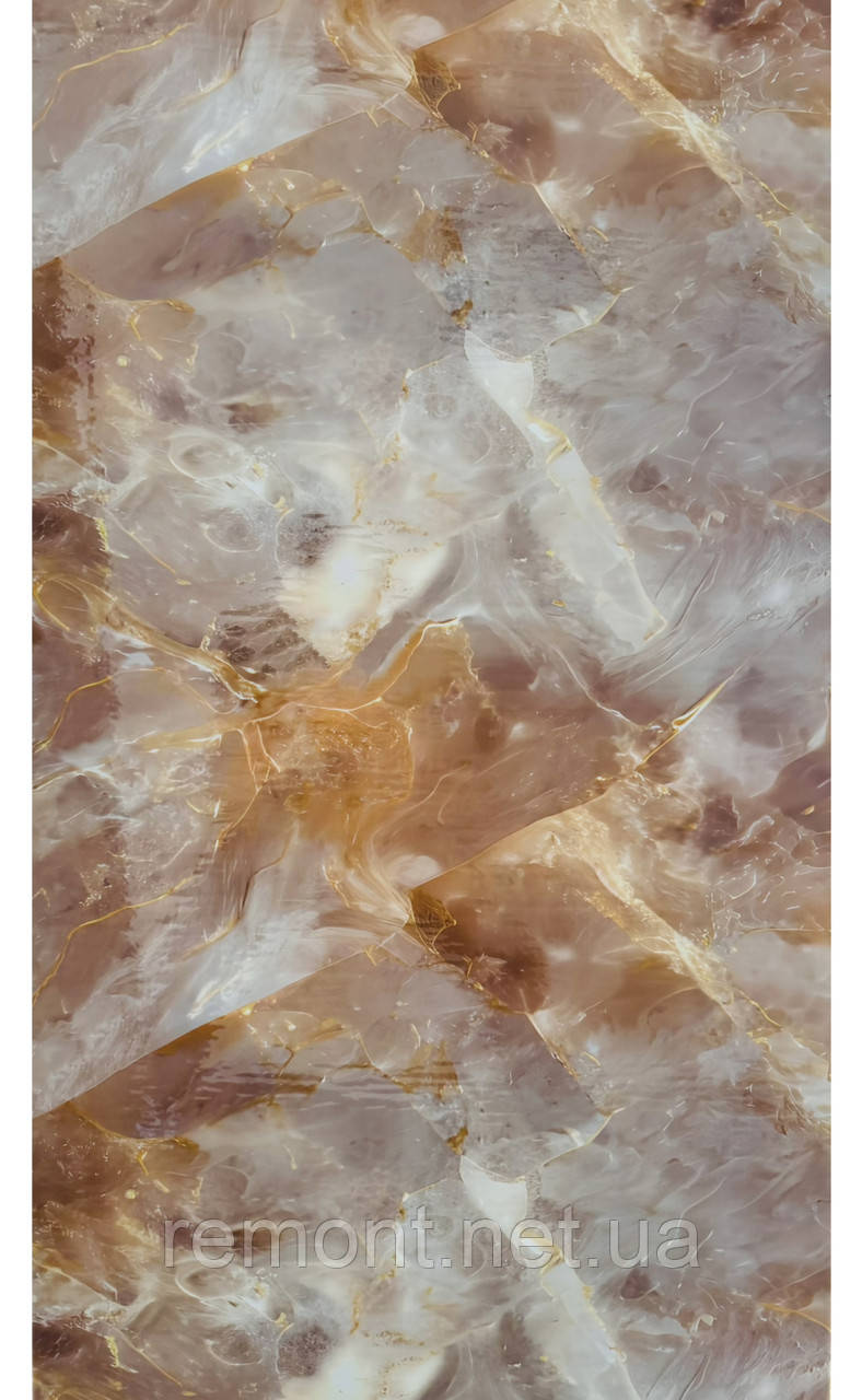 Самоклеюча PET плитка мармур в рулоні 0.6*3 м. Для стін та стелі. Водостійка, миюча., фото 1