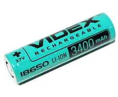 Акумулятор 18650, 3400 mAh, Videx, 1 шт., Li-ion, Bulk