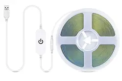 Світлодіодна LED стрічка ColorWay, Cold White, 3 м, живлення від USB (5V), довжина USB кабелю з димером 95 см, двостороння клейка