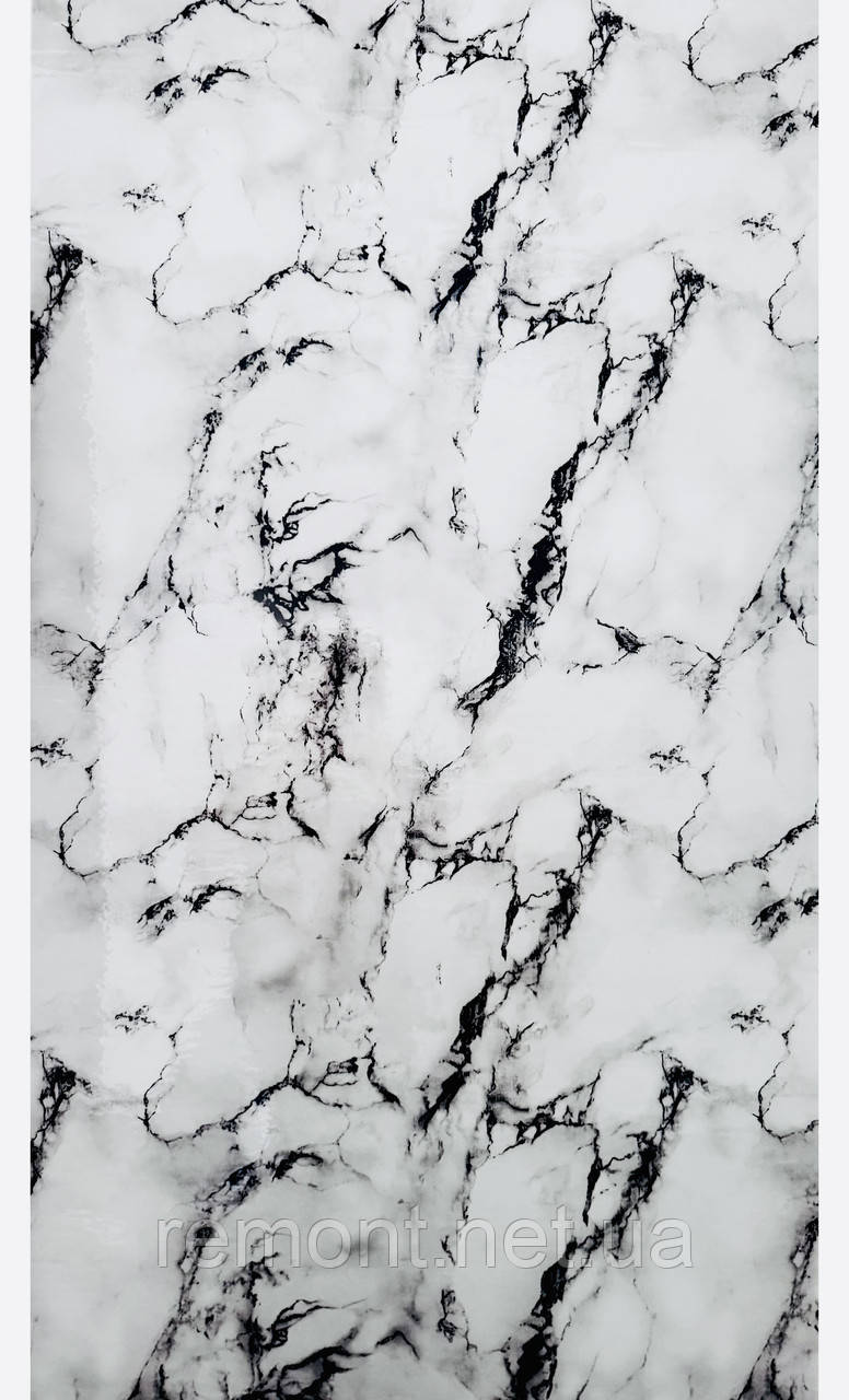 Самоклеюча PET плитка мармур в рулоні 0.6*3 м. Для стін та стелі. Водостійка, миюча., фото 1