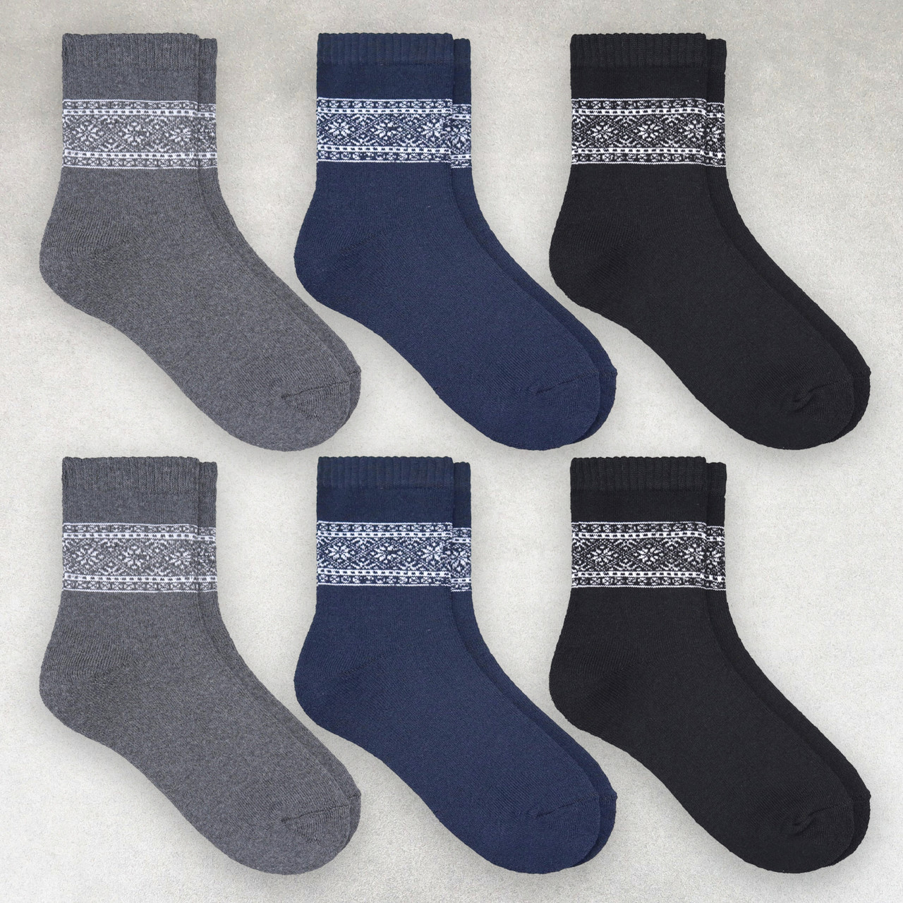 Шкарпетки зимові жіночі 6 пар махрові «Орнамент темний» розмір 36-41 арт. 349.6, фото 1