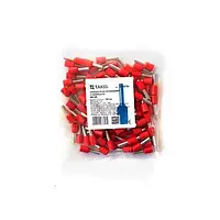 Наконечник штирьовий втулковий з ізоляцією 4 мм кв. червоний 100шт