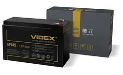 Батарея для ДБЖ 12В 9Ач Videx 6FM9, Black, 12V, 150x65x95 мм