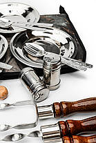 Набір шампурів у сумці Enot-4 Brown з посудом, подвійним шампуром та баночками для спецій, фото 5