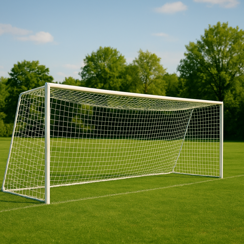 Сітка для футбольних воріт БЕЗВУЗЛОВА підвищеної міцності «ПРЕМІУМ-ДІАГОНАЛЬ» біла (комплект з 2 шт.)