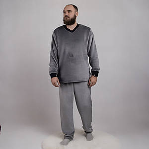 Махрова (шліфувальна махра) чоловіча піжама світло-сіра 44-52