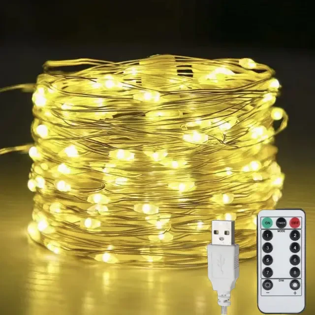 Гірлянда Роса 20м від USB, теплий білий, фото 1