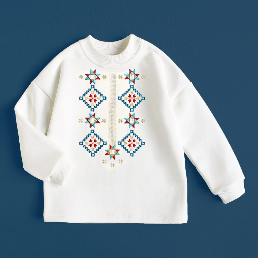 Теплий дитячий світшот вишитий з начісом дівчинці, фото 1