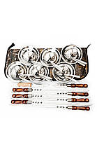 Набір шампурів у сумці Enot-3 Brown з посудом на 6 персон, фото 3