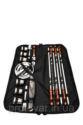 Набір шампурів у сумці Enot-3 Brown з посудом на 6 персон, фото 1