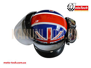 Шолом X8 Британія глянсовий (відкритий + окуляри)