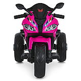 Електромотоцикл дитячий Bambi (2 мотори 35W, акум.12V10Ah, світло, музика, BLUETOOTH, EVA, USB, TF) M 6273EL-8 Рожевий, фото 3