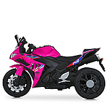 Електромотоцикл дитячий Bambi (2 мотори 35W, акум.12V10Ah, світло, музика, BLUETOOTH, EVA, USB, TF) M 6273EL-8 Рожевий, фото 4