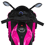 Електромотоцикл дитячий Bambi (2 мотори 35W, акум.12V10Ah, світло, музика, BLUETOOTH, EVA, USB, TF) M 6273EL-8 Рожевий, фото 5