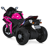 Електромотоцикл дитячий Bambi (2 мотори 35W, акум.12V10Ah, світло, музика, BLUETOOTH, EVA, USB, TF) M 6273EL-8 Рожевий, фото 6