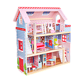 Ляльковий будиночок дерев'яний великий Bambi (71-60,5-31см, 3 поверхи, меблі, LED світло) MD 0156, фото 3