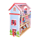 Ляльковий будиночок дерев'яний великий Bambi (71-60,5-31см, 3 поверхи, меблі, LED світло) MD 0156, фото 4