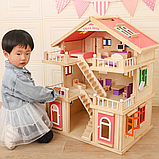 Ляльковий будиночок дерев'яний великий (49-17-в72см, 3 поверхи, меблі, в коробці) MD 0162, фото 3