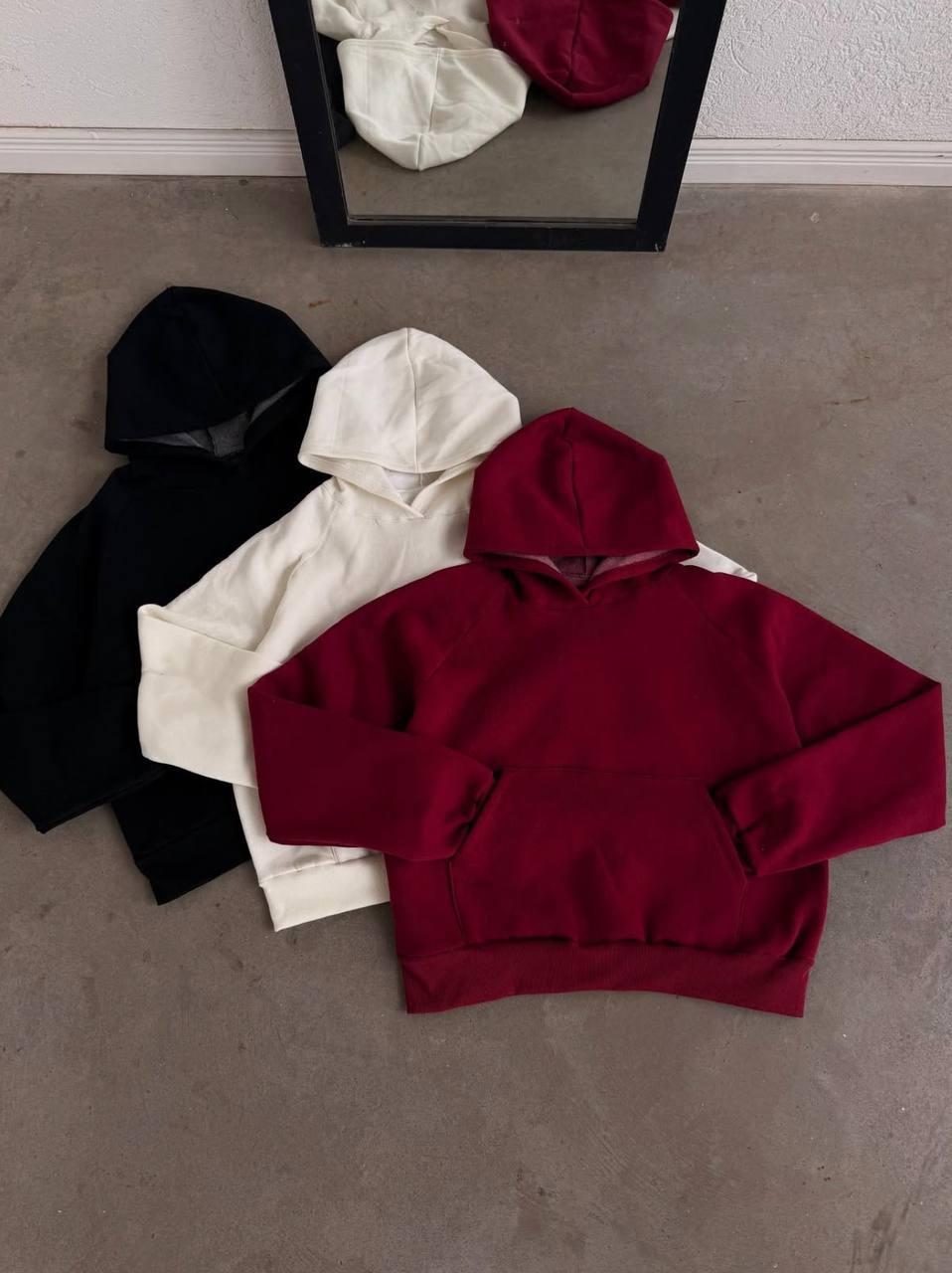 Худі оверсайз на флісі Модель: 1526-2383 Колір: чорний, бордовий, синій, білий, шоколадний, фото 1