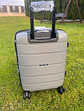 Валіза дорожня МАЛА (ручна поклажа) 55x39x21см 38л на 4х подвійних колесах WINGS HWF03 S СІРА, фото 4