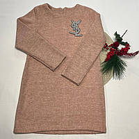 Теплое платье для девочки подростка, размер 146,цвет розовый