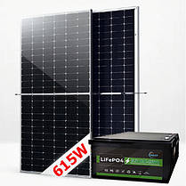 Купи до інвертора! Монокристалічна сонячна панель LONGi Solar- 615 Вт+LiFePO4 акумулятор 24В 100А/год з дисплеєм + кабеля, фото 3