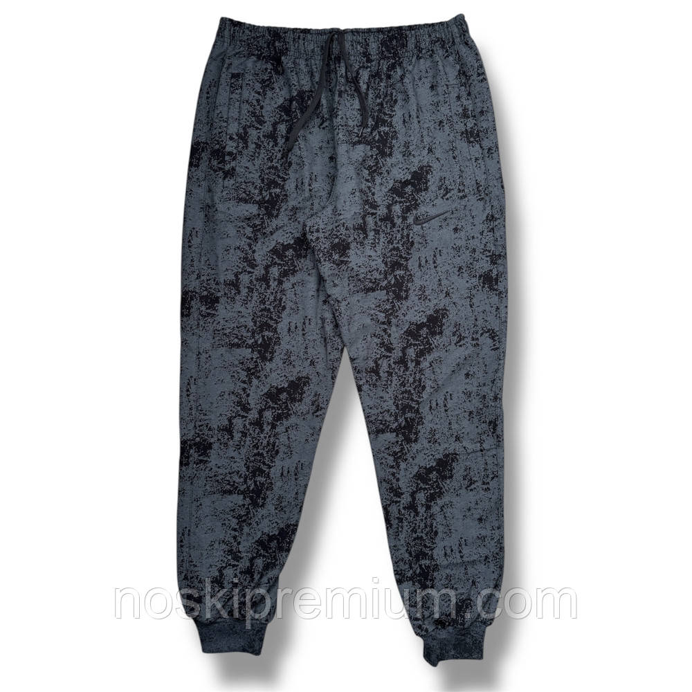 Штани спортивні чоловічі манжет двонитка пеньє мармур Nike, розміри 46-54, темно-сірі, 4039, фото 1