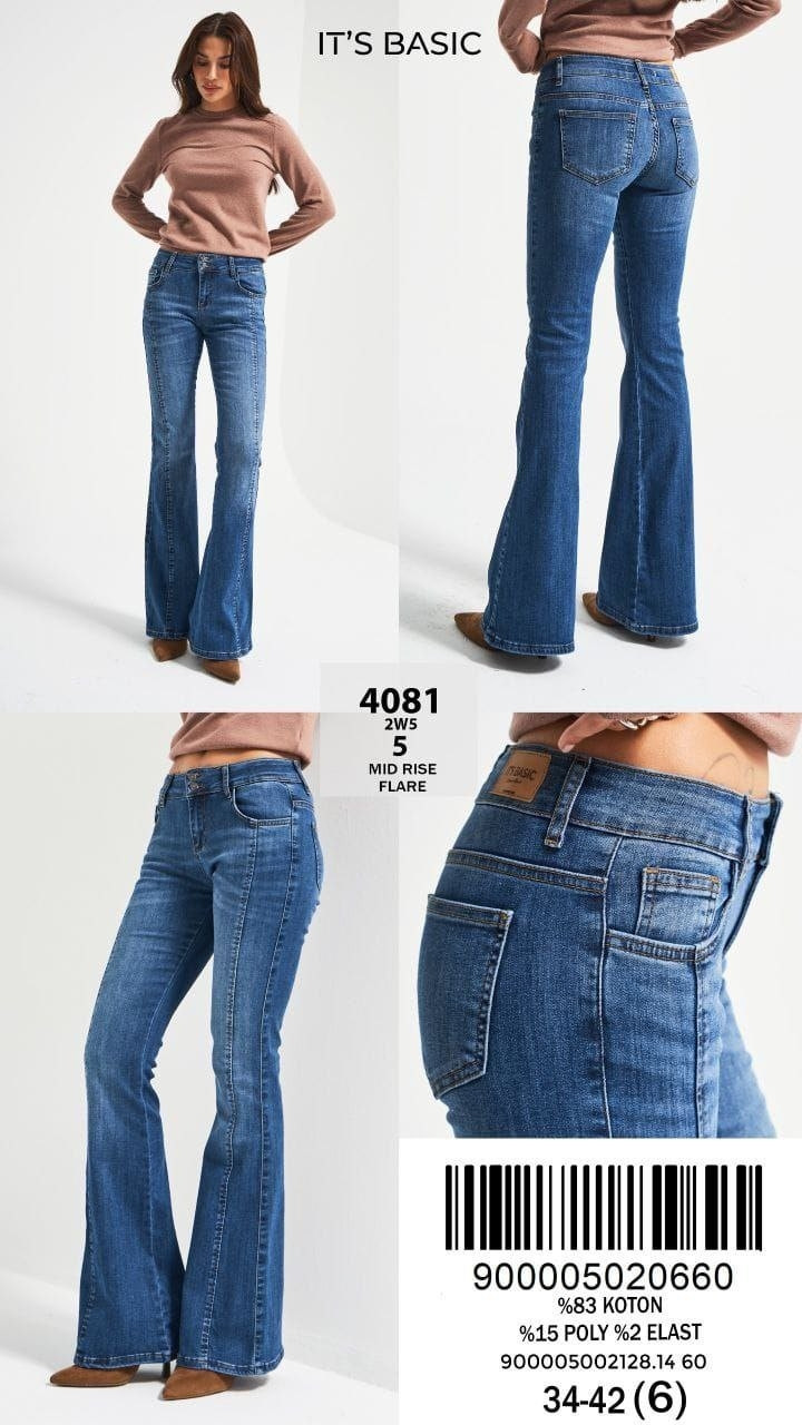 Джинси рибка кльош від коліна стрейч жіночі сині, фото 1