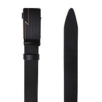 Автоматичний шкіряний ремінь для чоловіка 115-125×3.5 / пояс на штани, чорний, фото 3