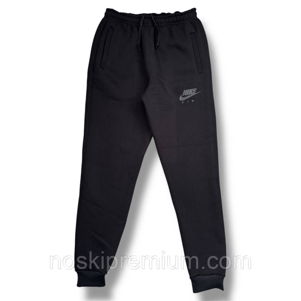 Штани спортивні чоловічі теплі тринитка манжет пеньє Nike, розмір 46-54, чорні, 05453, фото 1