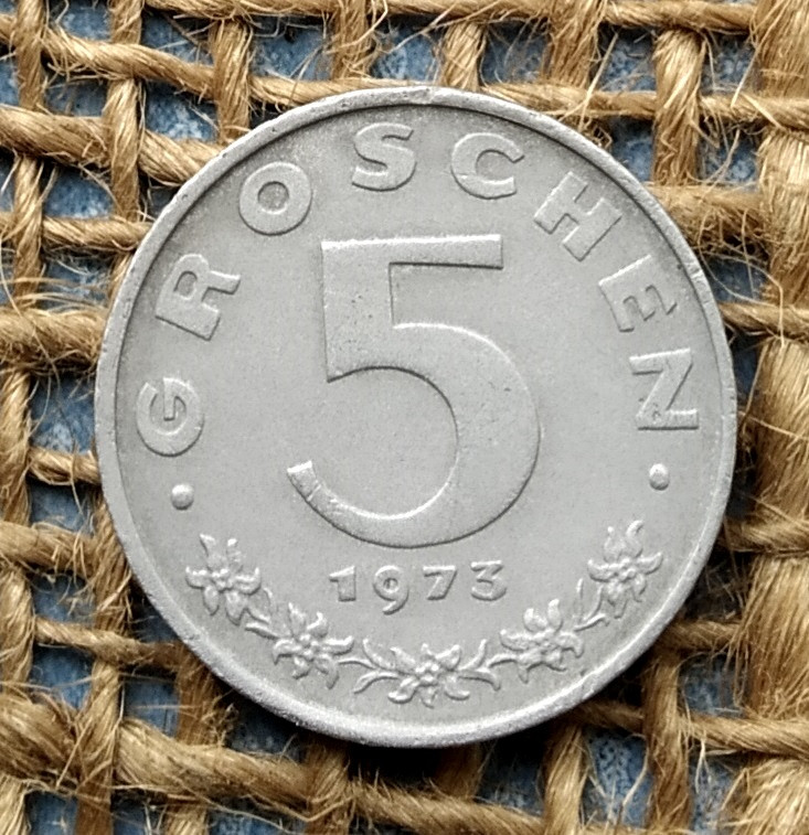 5 грошей 1973 року. Австрiя, фото 1