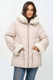 Куртка-пуховик великих розмірів з хутром Plus Size Mishele  46-56 (UKR 46/48-58)