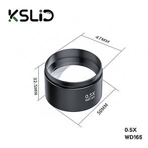 Лінза (Барлоу) для об'єктиву мікроскопа KSLID (RF4) WD165 0.5x (чорна), фото 2
