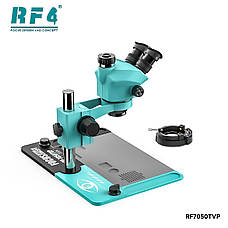 Мікроскоп RF4 RF-7050TVP тринокулярний (збільшення 7x-50x/підсвічування 144 Led) блакитний, фото 2