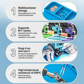 Килимок для паяння RELIFE RL-004M (26.5см*33см) термостійкий силіконовий синій (під мікроскоп B11), фото 3