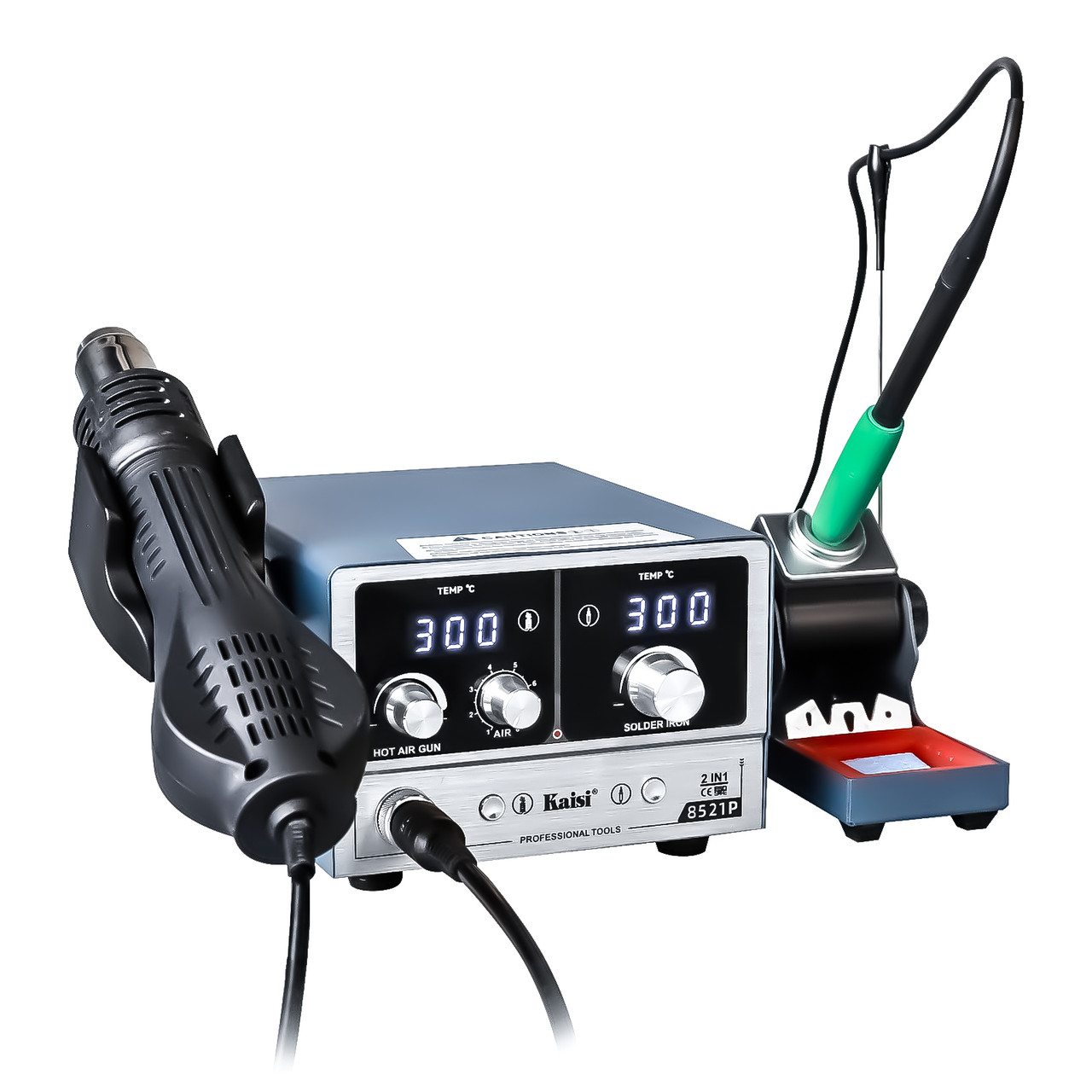 Паяльна станція KAISI 8521P (800W) турбінна (фен 100-500°С та паяльник стандарту JBC 210, 200-500°С)