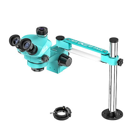 Мікроскоп RF4 RF-FX23A тринокулярний (збільшення 7x-50x/підсвічування 144 Led) блакитний, фото 1