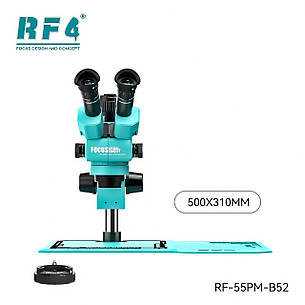 Мікроскоп RF4 RF-55PM-B52 тринокулярний (збільшення 6.5x-55x/підсвічування 144 Led) блакитний, фото 2