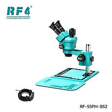 Мікроскоп RF4 RF-55PM-B52 тринокулярний (збільшення 6.5x-55x/підсвічування 144 Led) блакитний, фото 3