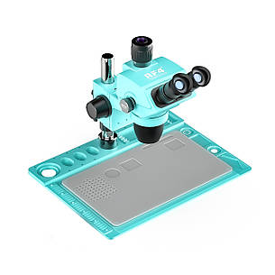 Мікроскоп RF4 RF-6565Pro тринокулярний з платформою RF-D2 (збільшення 6.5x-65x/підсвічування 144 Led) блакитний, фото 2