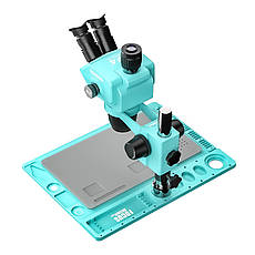 Мікроскоп RF4 RF-6565Pro тринокулярний з платформою RF-D2 (збільшення 6.5x-65x/підсвічування 144 Led) блакитний, фото 3