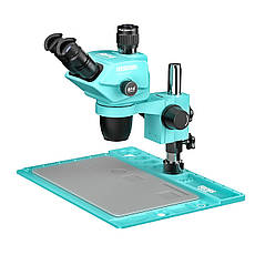 Мікроскоп RF4 RF-6565Pro тринокулярний з платформою RF-D2 (збільшення 6.5x-65x/підсвічування 144 Led) блакитний, фото 4
