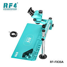 Мікроскоп RF4 RF-FX35A тринокулярний з платформою RF-PO16 та підставкою (збільшення 7x-50x/підсвічування 144 Led) блакитний, фото 2