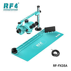 Мікроскоп RF4 RF-FX35A тринокулярний з платформою RF-PO16 та підставкою (збільшення 7x-50x/підсвічування 144 Led) блакитний, фото 4