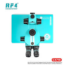 Мікроскоп RF4 RF-CX71R тринокулярний (збільшення 6.5x-65x/підсвічування 144 Led) блакитний, фото 3