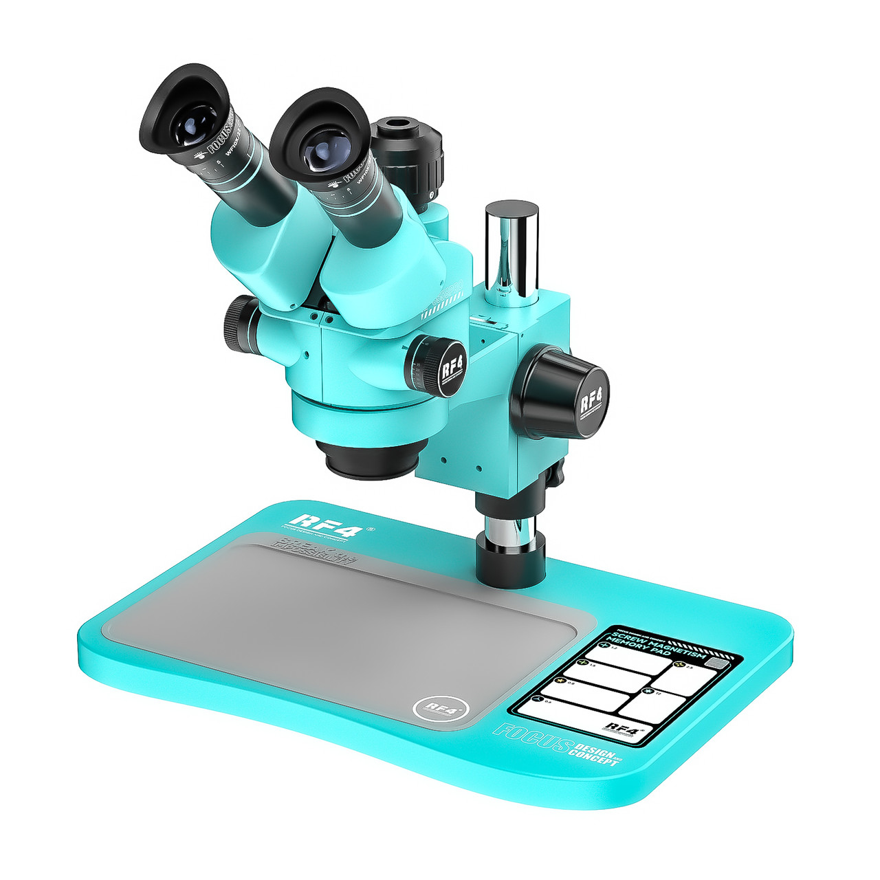 Мікроскоп RF4 RF-6558Pro тринокулярний (збільшення 6.5x-58x/підсвічування 144 Led) блакитний