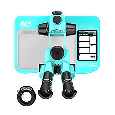 Мікроскоп RF4 RF-6558Pro тринокулярний (збільшення 6.5x-58x/підсвічування 144 Led) блакитний, фото 3